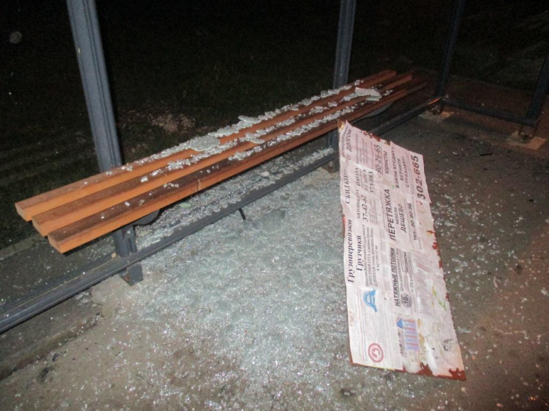 В Саранске пьяный вандал разгромил остановку общественного транспорта