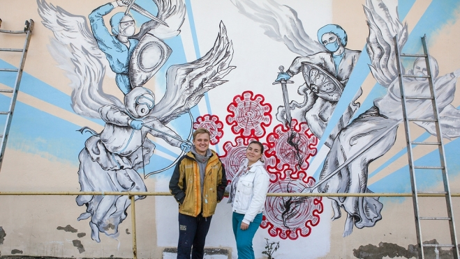 В Саранске появилось невероятное граффити, посвященное борьбе с COVID-19
