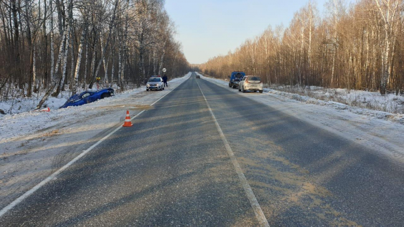 На трассе в Мордовии иномарка съехала в кювет: пострадали двое